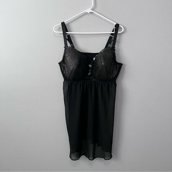 Cacique Metallic and Sheer Babydoll Lingerie Size 40 DDD  NWOT! - Picture 2 of 11